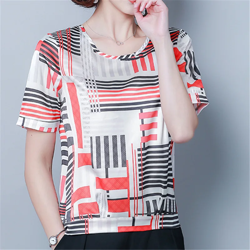 

New Fashion Summer Women Tops And Blouses 2019 Shirt Short Sleeve O Neck Print Top Plus Size Chiffon Blouse Casual Shirts Blusas
