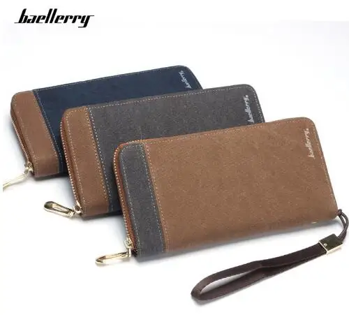 

Baellerry Brand Men's Wallet Retro Canvas Clutch Bag Fashion Men Wallets Long Zipper Mobile Bag Male Purse Carteira Masculina