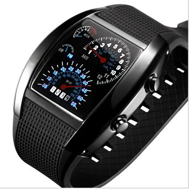 2016 NEW Fashion Luxury Fan Shaped LED Sports Watches Japanese Movement 