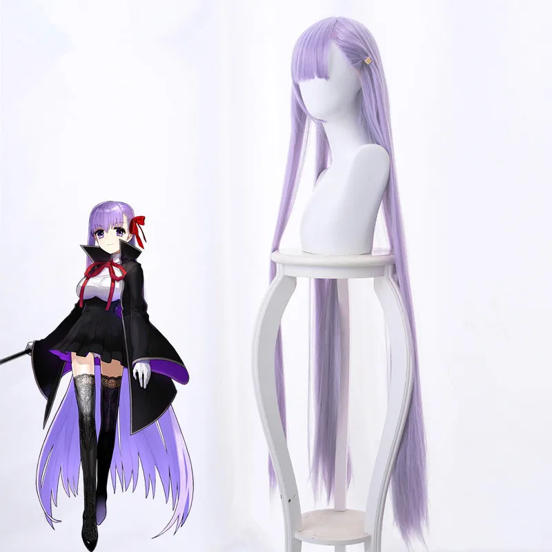 Fate EXTRA CCC косплей парик BB Byibyi черное пальто девушка фиолетовый 120 см длинные прямые