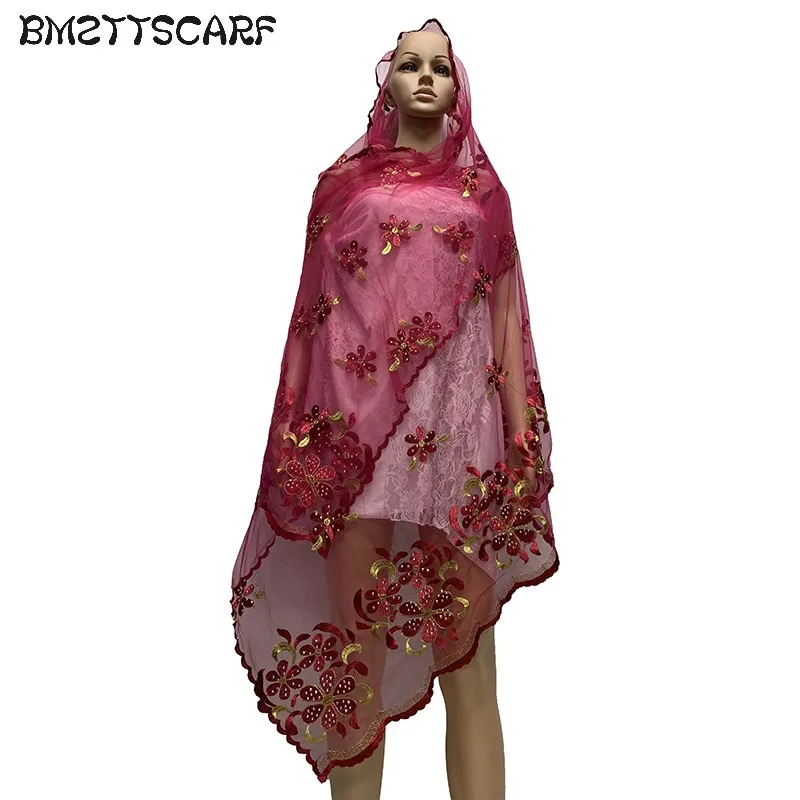 Африканские женские шарфы из прозрачного материала, мягкая сетка, маленький сакран для шали 2,0*0,8 метров BM758 - Цвет: BM758 4