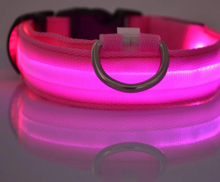 Nylon LED Pet Dog Collar,Night Safety Flashing Glow In The Dark Dog Leash,Dogs Luminous Fluorescent Collars Pet Supplies hemp dog collars