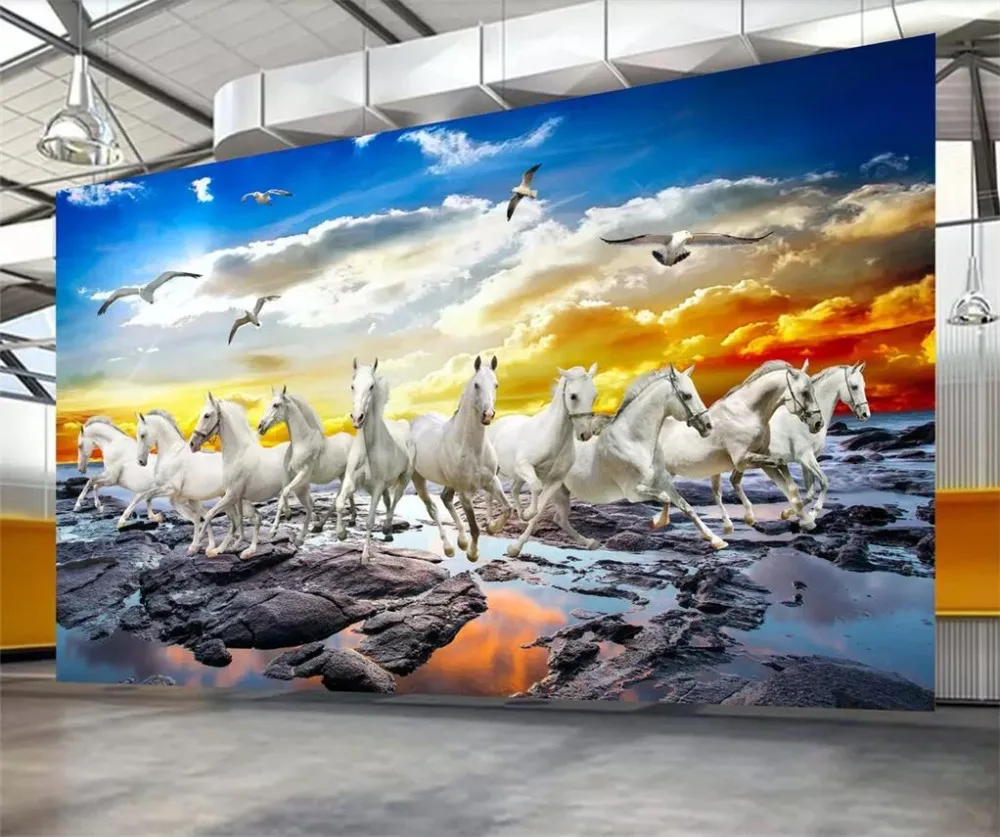 beibehang Custom Wallpaper 3d Fresco Stereo Living Room Horse to