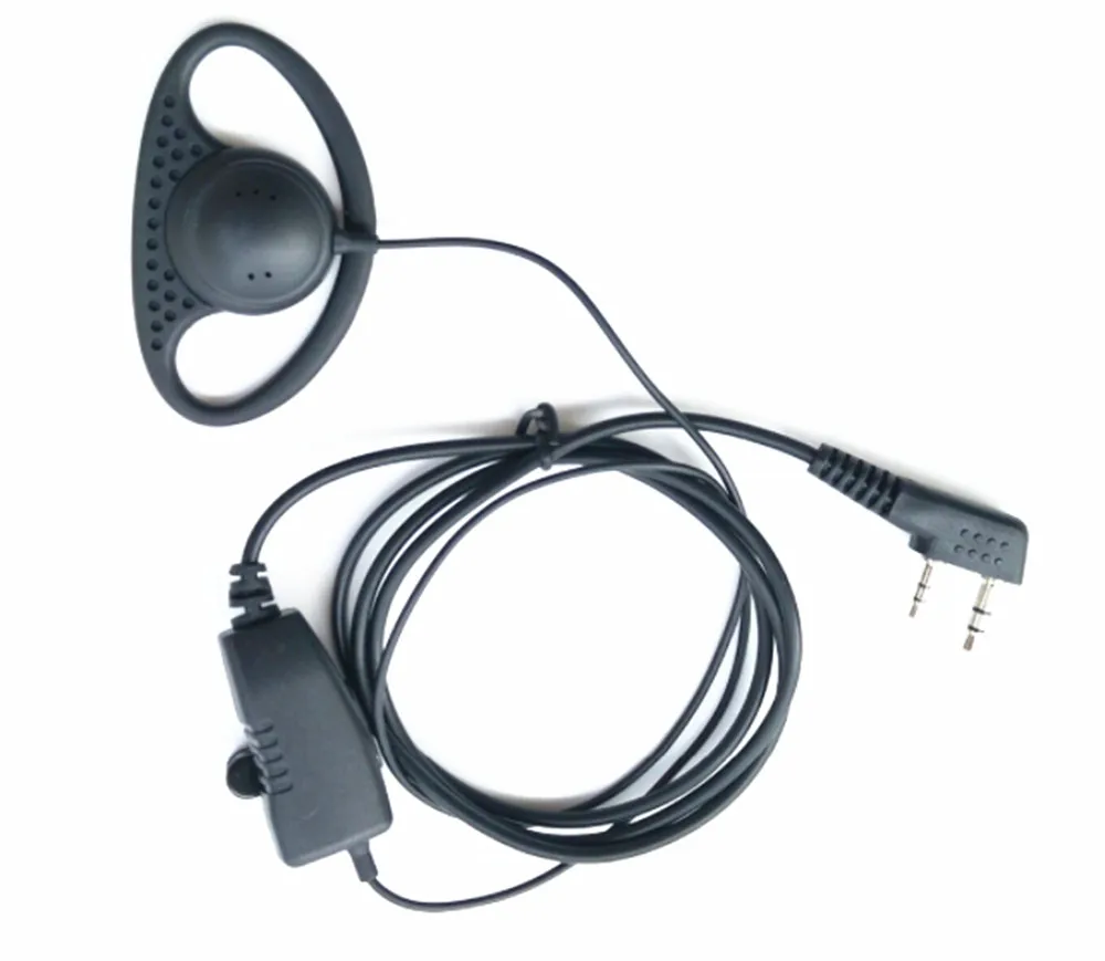 2 Pin D Форма наушное крепление ушной вкладыш гарнитура микрофон PTT для Kenwood Baofeng UV-5R GT-3 UV-82 UV-B5 UV-B6 BF-888S радио J0975 - Цвет: Черный