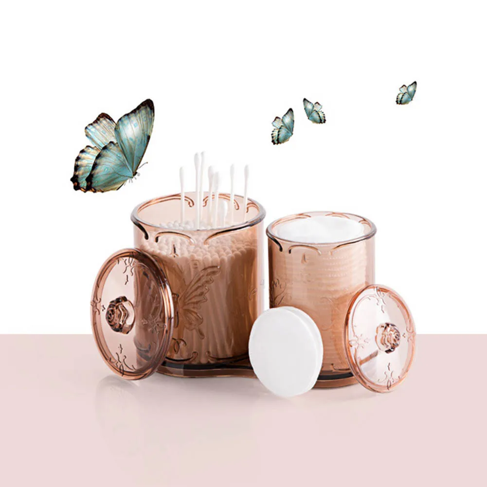 Makeup Cotton Pad Storage Case Box Large Capacity Vintage Double