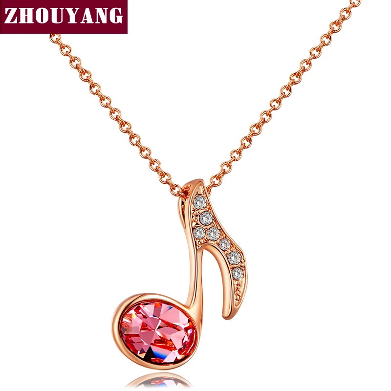 

Top Quality ZYN110 Musical Note Necklace Rose Gold Color Fashion Pendant Jewelry Made with Austria Crystal