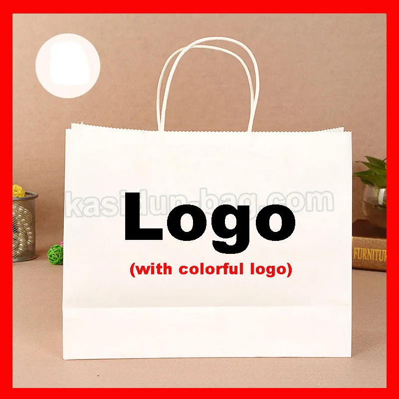 (1000 шт./лот) Пользовательские подарочный бумажный пакет с красочной логотип печатается