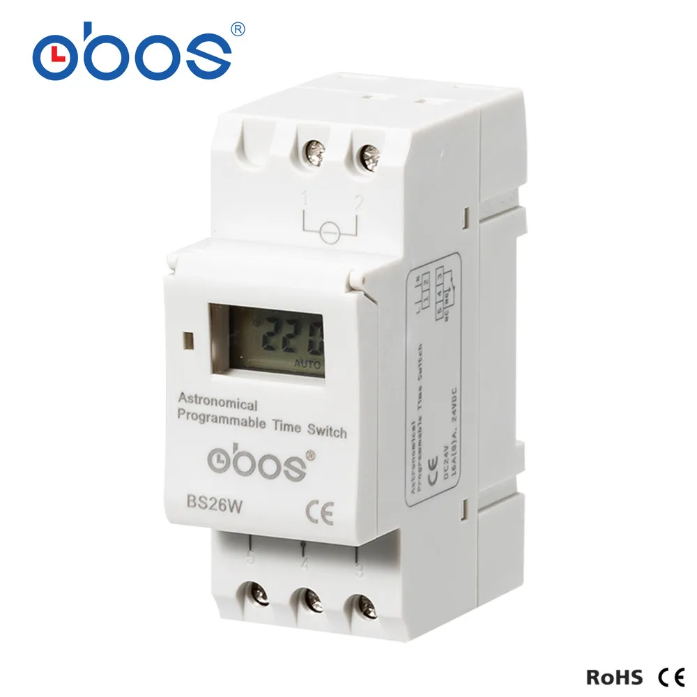 Astronomical Programmable time switch BS26W AC220V Programmable Digital Timer switch 16A Voltage selectable AC110V DC12V DC24V