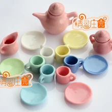 Мини кукольный домик Радужный красочный керамический Аксессуары для мини-мебели керамический чайный набор из 15 красивых