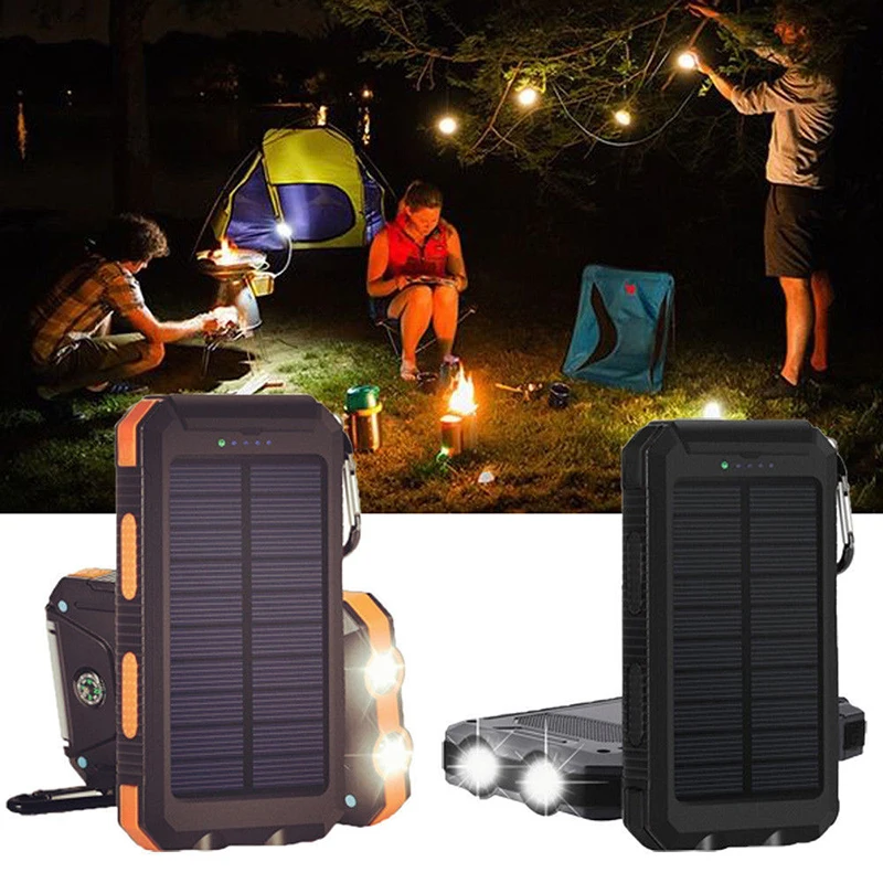 

New Waterproof 50000mAh Solar Panel LED Dual USB Ports + No Battery DIY Power Bank Case Battery Charger Kits Box