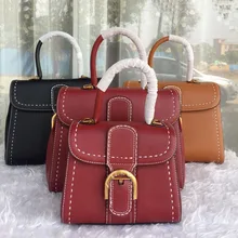 Simple and fresh women leather handbags fashion star with the cover of the outer seam white line horseshoe buckle women bag