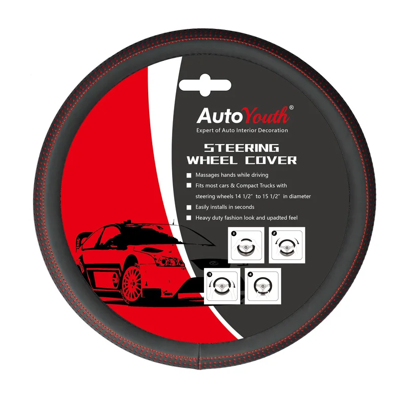 AUTOYOUTH-Car-Steering-Wheel-Cover-Small-Red-Spot-With-Black-Diameter-38cm-Automotive-Interior-Accessories-For (4)