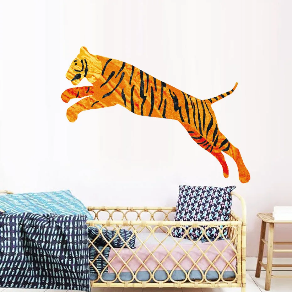 Colorful Tiger Wall Sticker For Kids Bedroom Home Decor Modern Vinyl