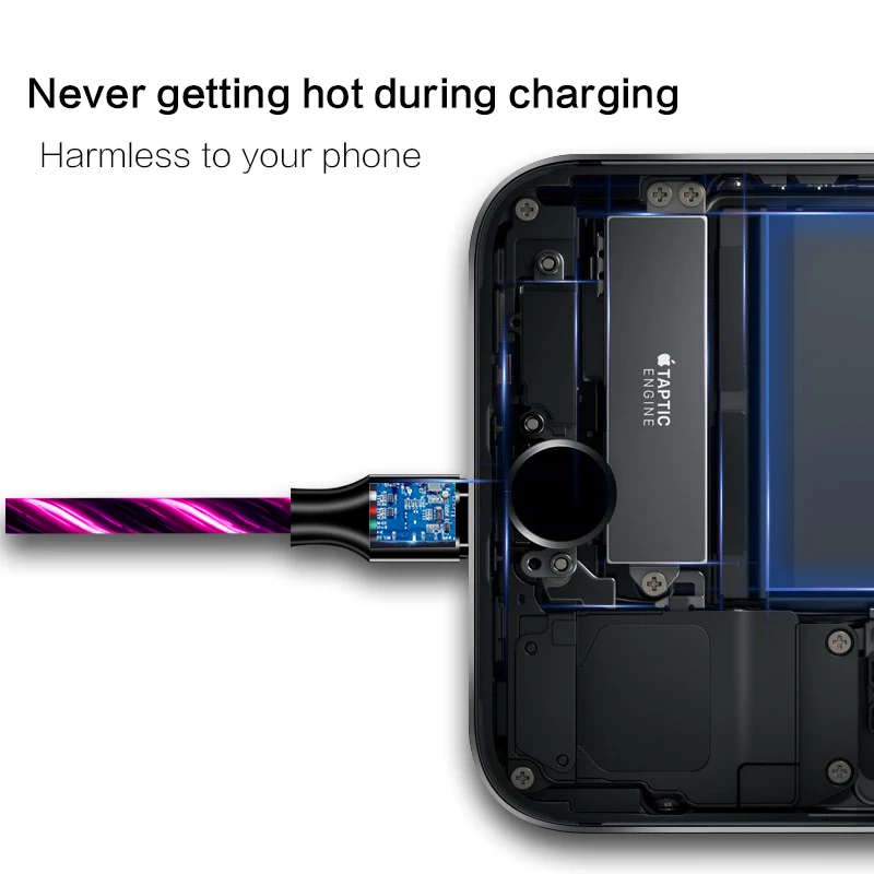 Power4 بارد متوهجة USB C مايكرو كابل شحن ثلاثة موصلات المتاحة ل البرق/أبل الروبوت نوع-C الهاتف المحمول تهمة