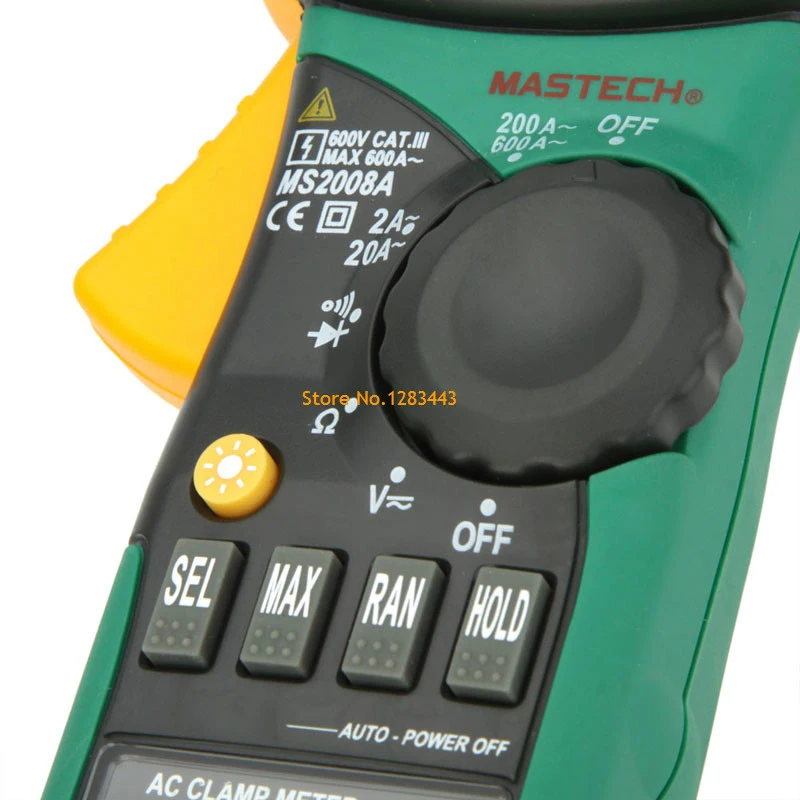 MASTECH MS2008A цифровой клещи Амперметр Вольтметр Омметр с ЖК-подсветкой 600A тестер тока напряжения