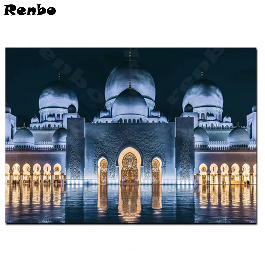 

3D diamond Embroidery Islamic Muslim Mosque Landscape,DIY Diamond Painting Full Square Cross Stitch Mosaic Patterns bead A388