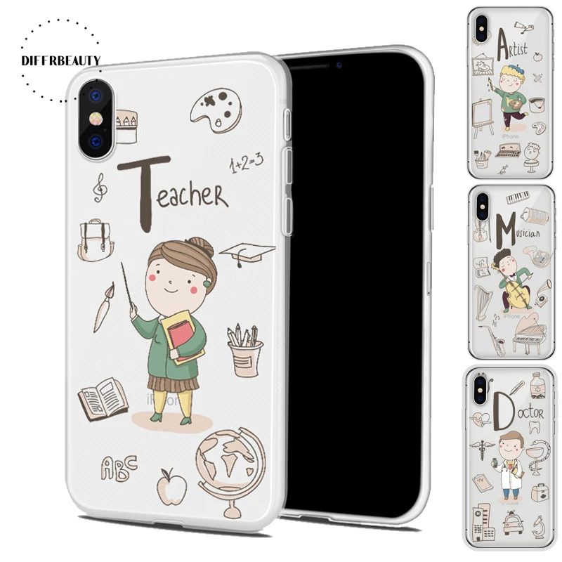 

New Lovely Doctor Teacher Occupation Musician Cartoon Lovely Chef TPU DIFFRBEAUTY Phone Case Coque For iPhoneX 8 6S 7 6Plus 5S