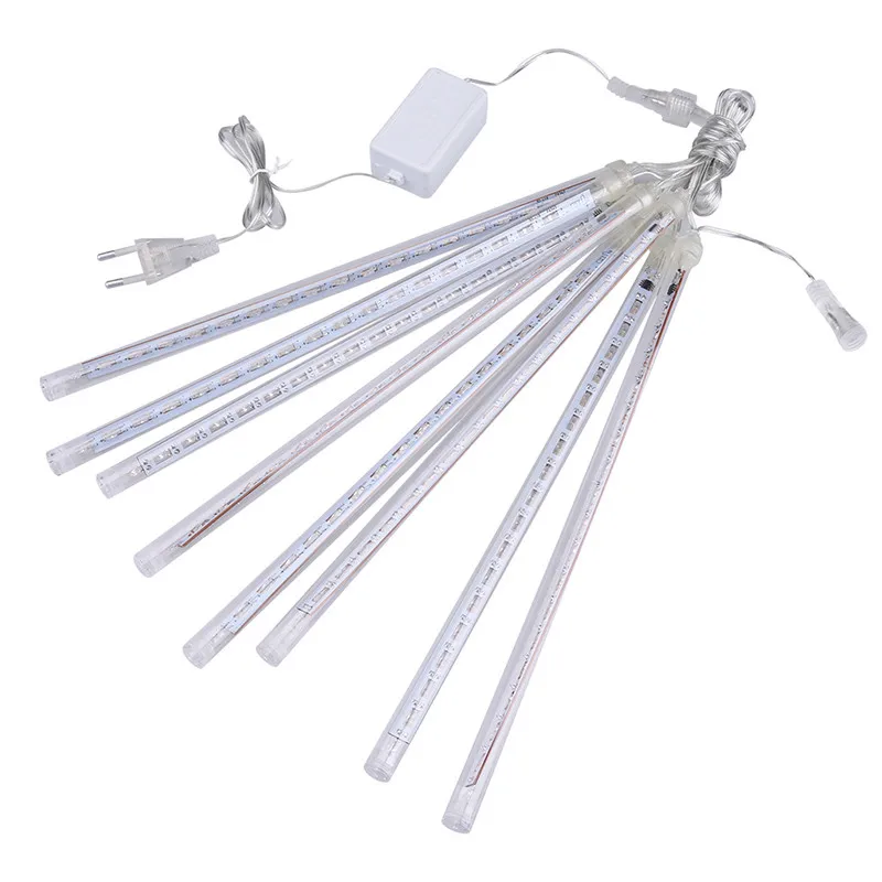 8Pcs Shower Rain Tubes Lamps 3M Fairy Christmas Tree Outdoor Garden Square Holiday String Light  AC220V 110V Wedding Party Decor (8)