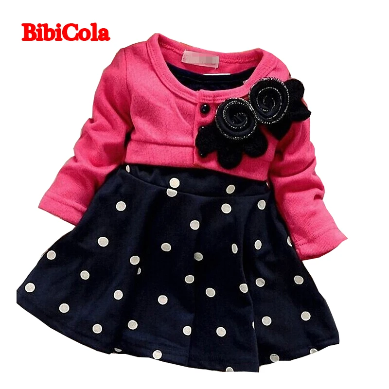 BibiCola/торжественные модные платья для маленьких девочек весенне-осеннее платье в горошек с длинными рукавами для новорожденных девочек Детский Повседневный костюм, платье