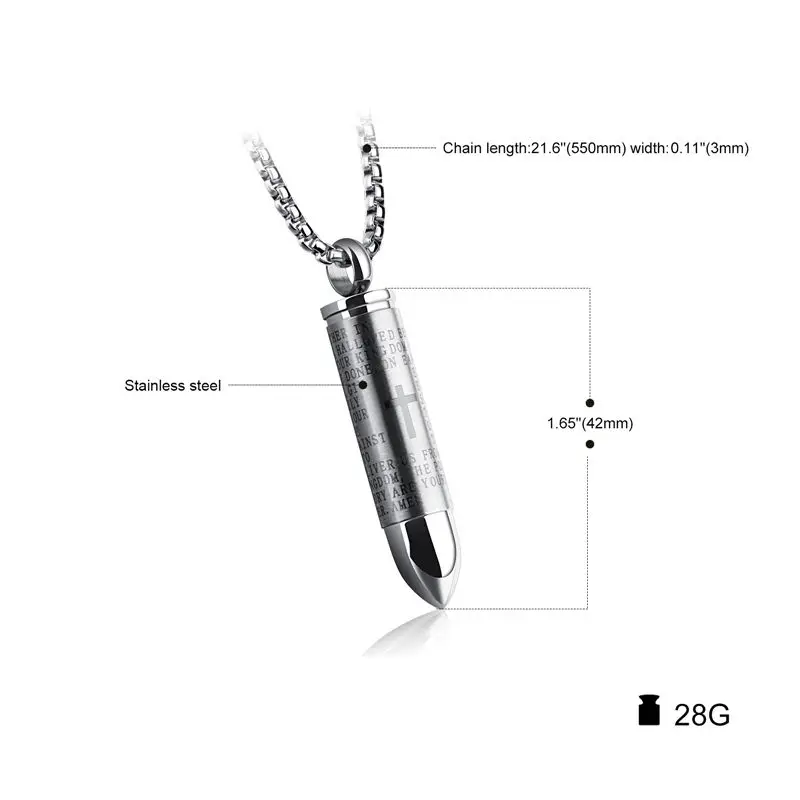 V. Ya, панк, мужское ожерелье, кулоны в форме пули, ожерелье из нержавеющей стали, s Крест, цепь, английская, библейская, христианская, рок, мужские ювелирные изделия, Прямая поставка