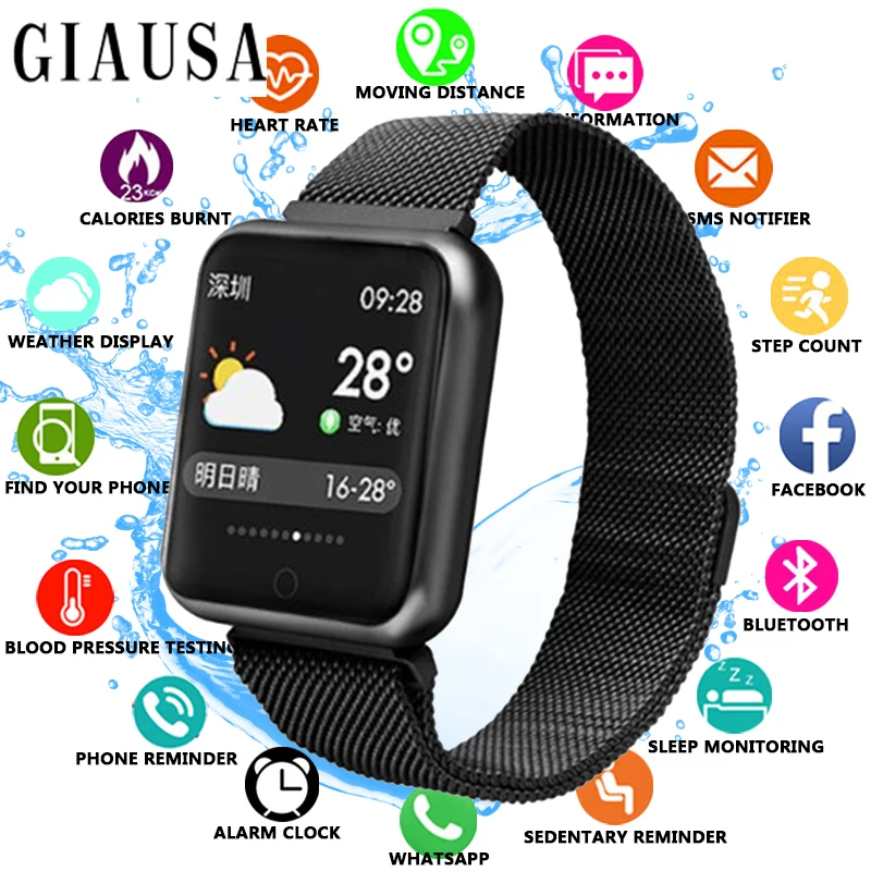 2019 фитнес-браслет с Bluetooth часы P68 IP68 Водонепроницаемый для Apple Watch Xiaomi IOS Android с монитор сердечного ритма Смарт