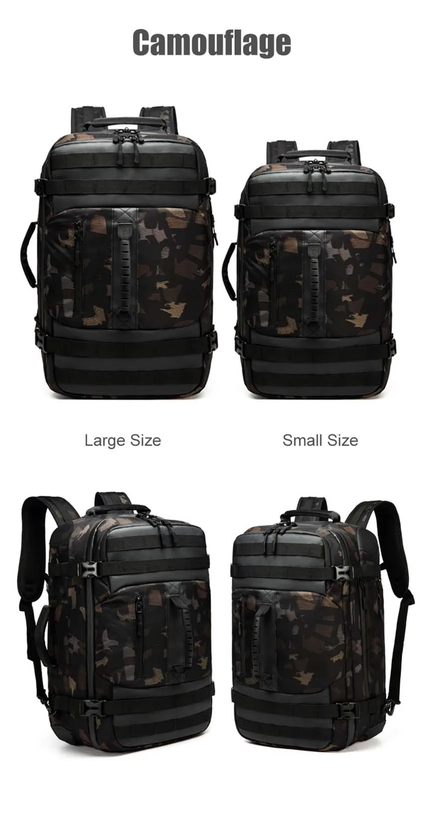 OZUKO Brand Man Backpack Fighter Men Back Bags Male Camouflage Bags Large Waterproof Black Backpack Laptop