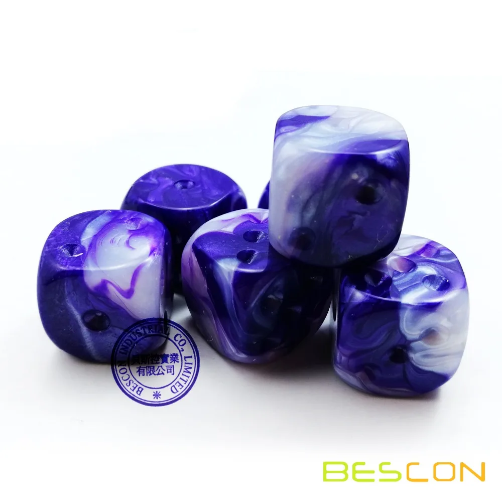 Bescon неокрашенные Близнецы 16 мм игровые кости с пустой 6-й стороной, 3 разных цвета набор из 18 шт, двухцветные кости