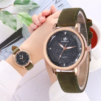 

relojes mujer Fashion ladies wrist watches Womens clock Round glass Leather strap wrist watch for women ladies wrist watches