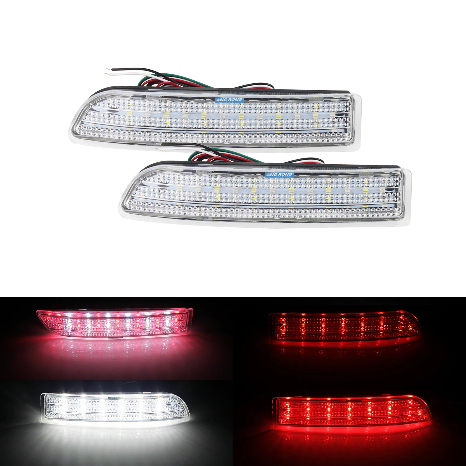 

ANGRONG 2X LED Rear Bumper Reflector Brake Stop Light For Toyota Avensis Estima Previa Alphard