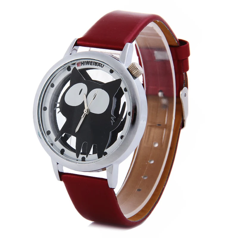 cartoon cat Woman's Watch Fashion Luxury Ladies Quartz Wristwatch Top Brand Leather Strap Watch Women Watches Reloj drop shipping (5)