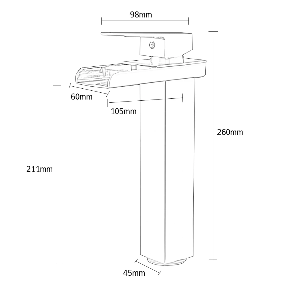 Смеситель для раковины, смеситель для ванной комнаты, высокий Однорычажный хромированный Водопад, смеситель для ванной комнаты, раковина для холодной и горячей воды