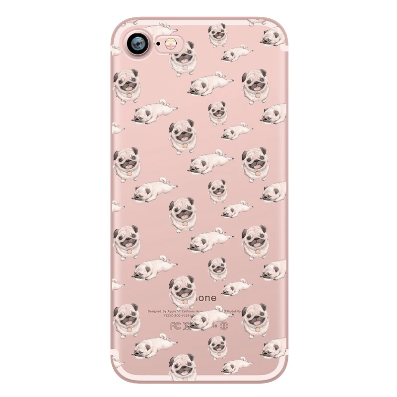 Cute Funny Pug Dog French Bulldog Puppy Silicon Transparent Soft TPU Phone Case for Apple iphone 6 5S SE 6S 7plus 5 6plus Fundas (13)