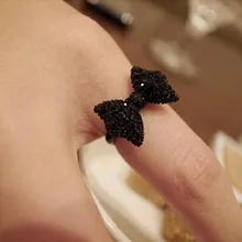 G067 Hot New 2017 Fashion Cheap Black Butterfly Bow Finger Ring For Women Jewelry Accessories Crystal Anillos Bijoux