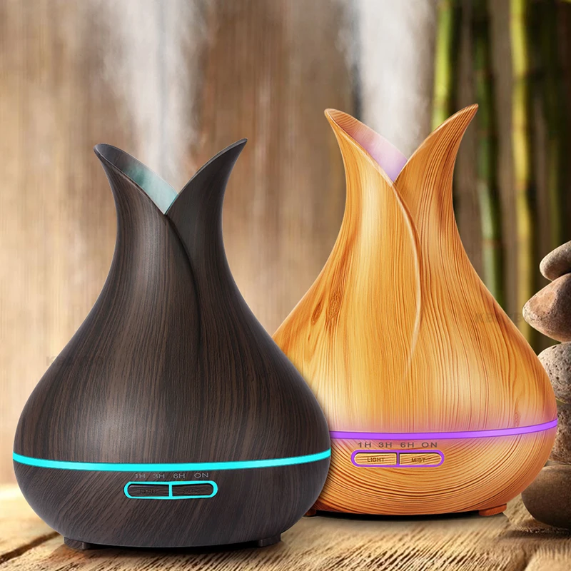 

KBAYBO 400ml Aroma Essential Oil Diffuser Ultrasonic Air Humidifier with Wood Grain 7 Color Changing LED Lights for Office Home