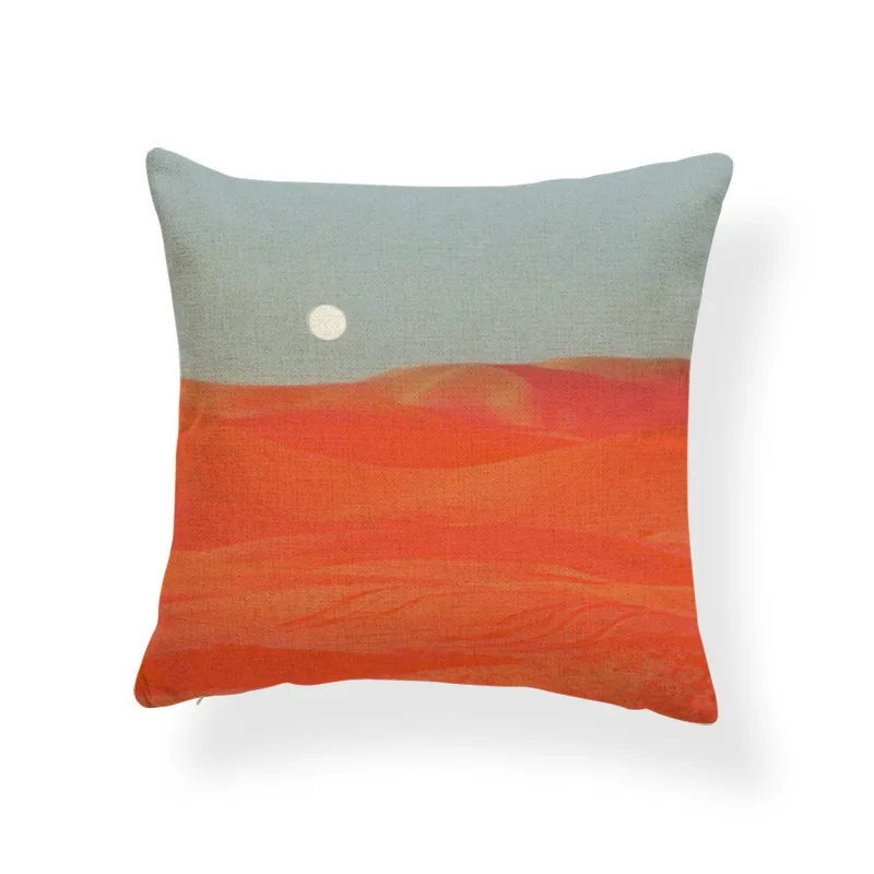 Модные подушка с пейзажем охватывает небо снег горы солнце лес на закате дом пустыне украшения домашняя, диванная Подушка 45*45 полиэстер