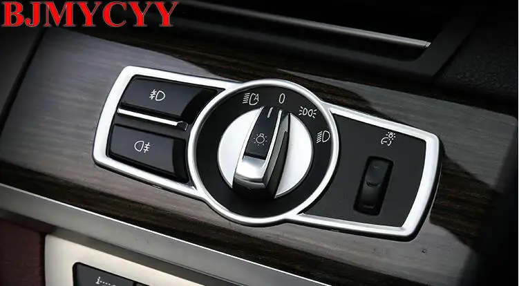 BJMYCYY Car Headlight Switch frame decorative cover trim Car styling 3D sticker decal For BMW 5/7 series 5GT X3 F25 /X4 F26 E60