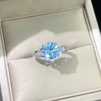 

Round 8MM Baby Blue Crystal Ring Woman Fashion Rings in 925 Sterling Silver, Fine Jewelry Factory Direct Sale Fashion Jewels