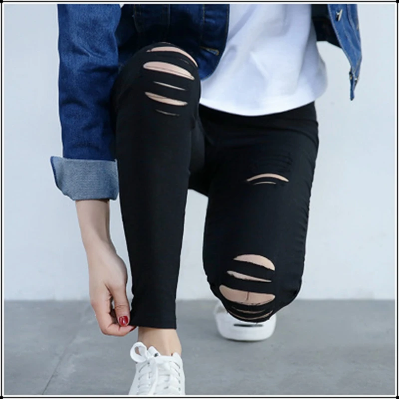 Женские сексуальные леггинсы с вырезами и отверстиями, черные обтягивающие эластичные узкие брюки-карандаш в стиле панк, повседневные раздельные брюки