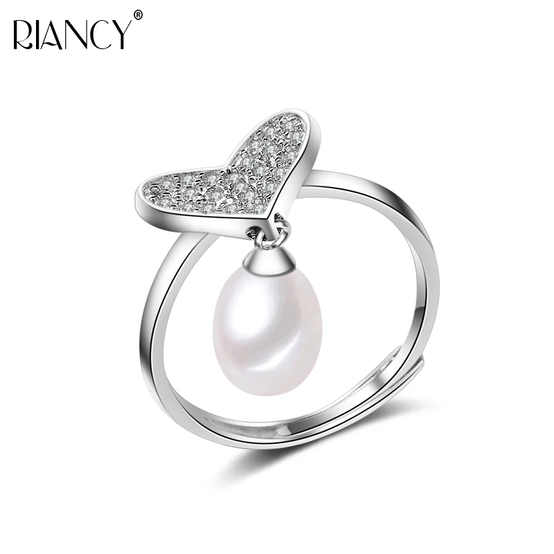 

Engagement ring,925 sterling silver pearl love ring,natural freshwater pearl ring jewelry for girl birthday party gift
