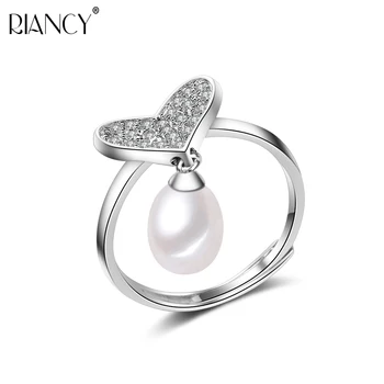 

Engagement ring,925 sterling silver pearl love ring,natural freshwater pearl ring jewelry for girl birthday party gift
