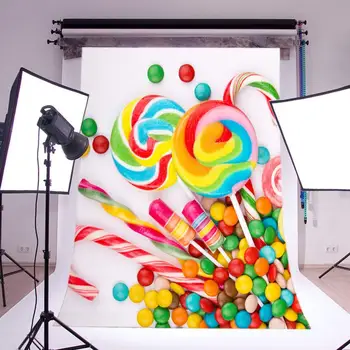 

Photography Backdrops Happy Birthday Candy Land Theme Lollipops