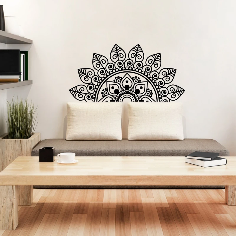 

Half of Mandala Flower Vinyl Home Wall Art Decal Sticker Yoga Studio Creative Decoration