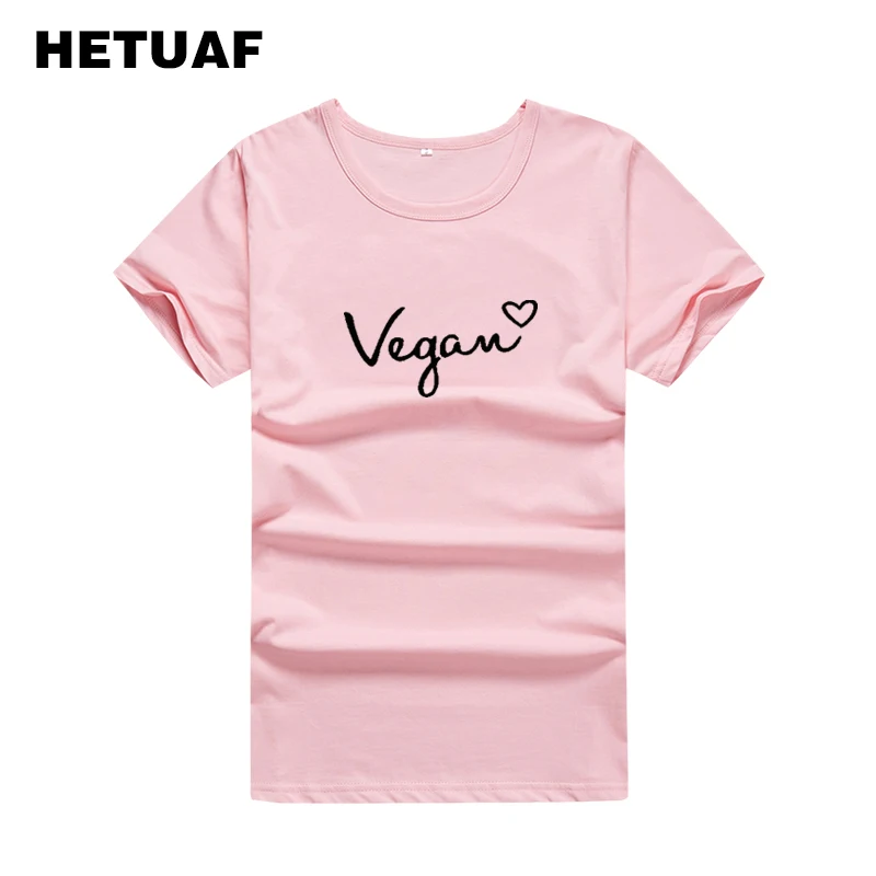 HETUAF Vegan Love Harajuku Графические футболки женские модные вегетарианские футболки женские летние корейские хлопковые футболки с принтом женская футболка, Топ