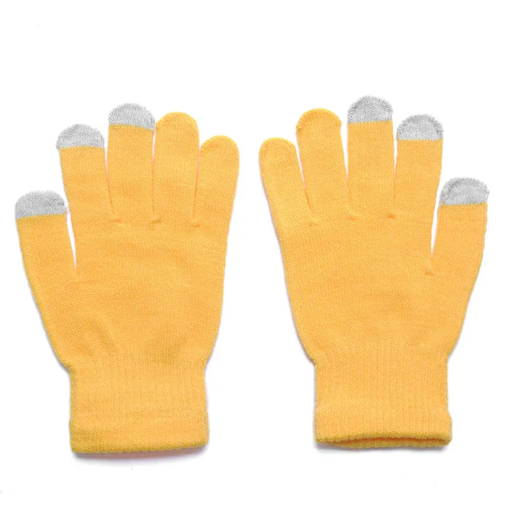 Yellow Новые поступления, унисекс, зимние теплые емкостные вязаные перчатки, грелки для рук, для игр, для мобильных телефонов, сохраняющие тепло, для зимы, варежки, перчатки, мягкая ткань - Цвет: Yellow
