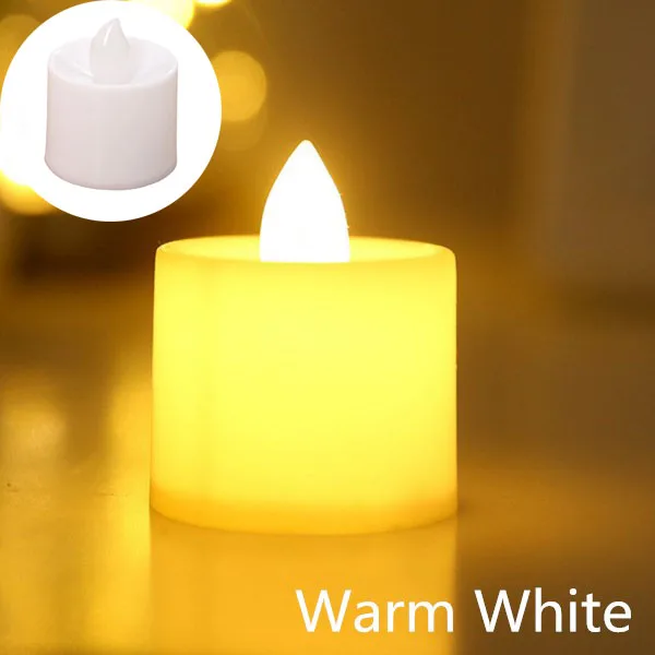 Светодиодный светильник для свечи, имитация цвета пламени, мигающий чай, фары ночные огни, свадьба, день рождения, рождественские украшения для дома, 6 шт./партия - Цвет: Warm White