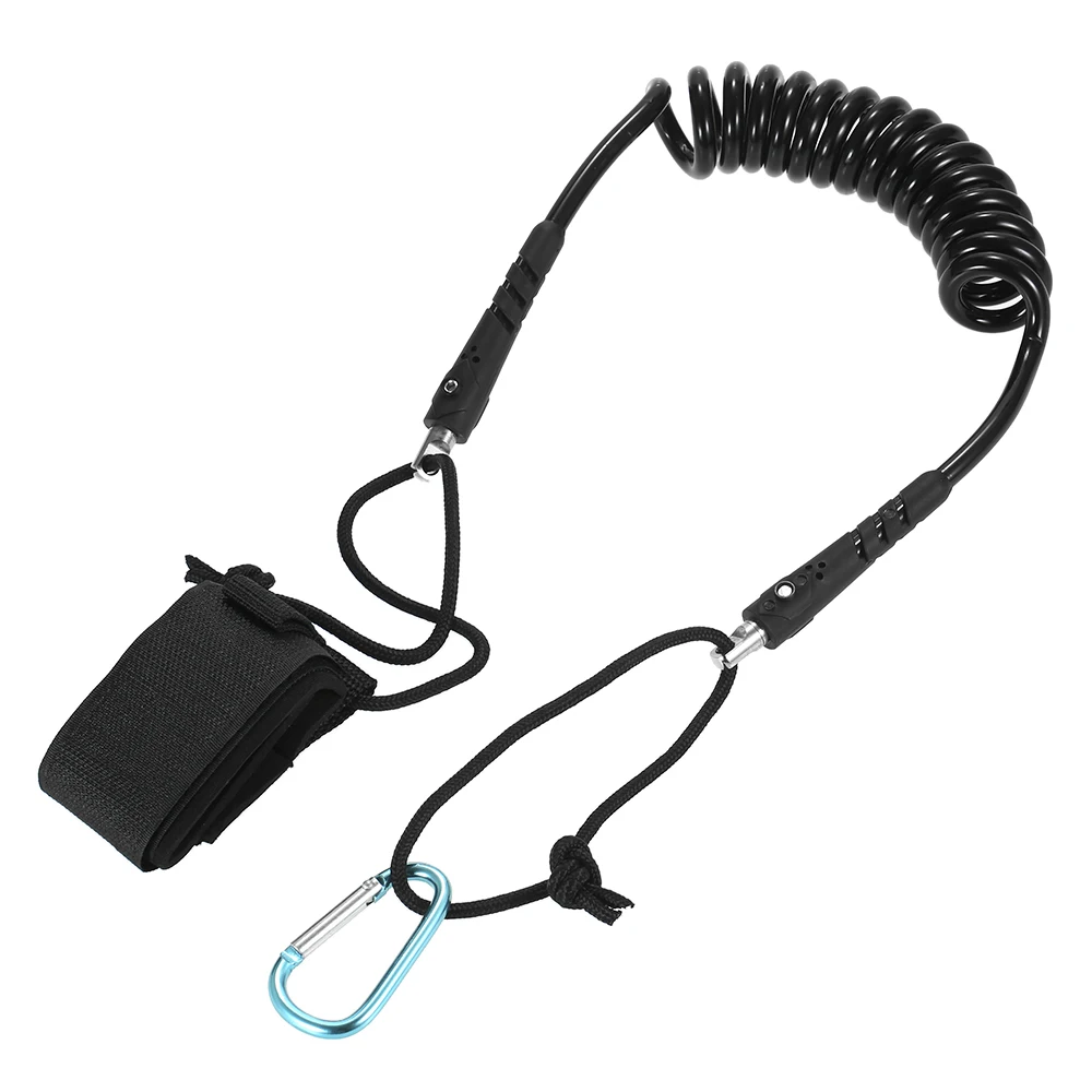 

M1499 Kayak Leash Elastic Coiled Paddle Leash for Kayak Canoe Rowing Boat Safety Rod Leash Lanyard Stretch to 4 Feet