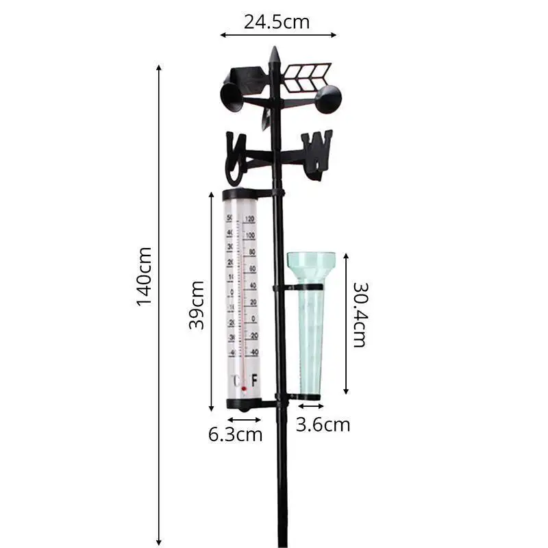 Mayitr Multifunction Outdoor Garden Weather Station Meteorological Measurer Vane Tool Wind Rain Gauge Temperature Instruments
