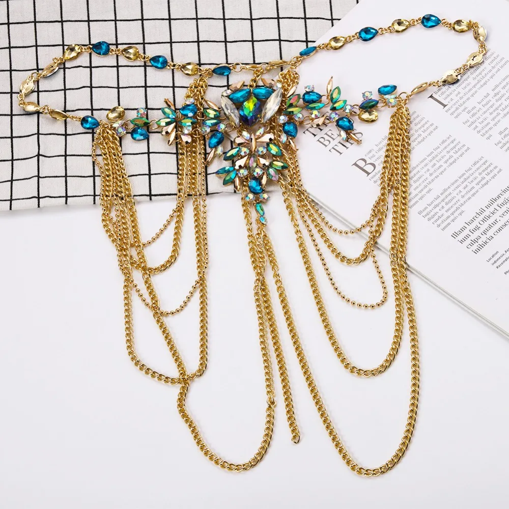 Girlgo стиль летние Кристальные сексуальные ожерелья для тела для женщин модные великолепные роскошные трусы ювелирные изделия Bijoux Ins