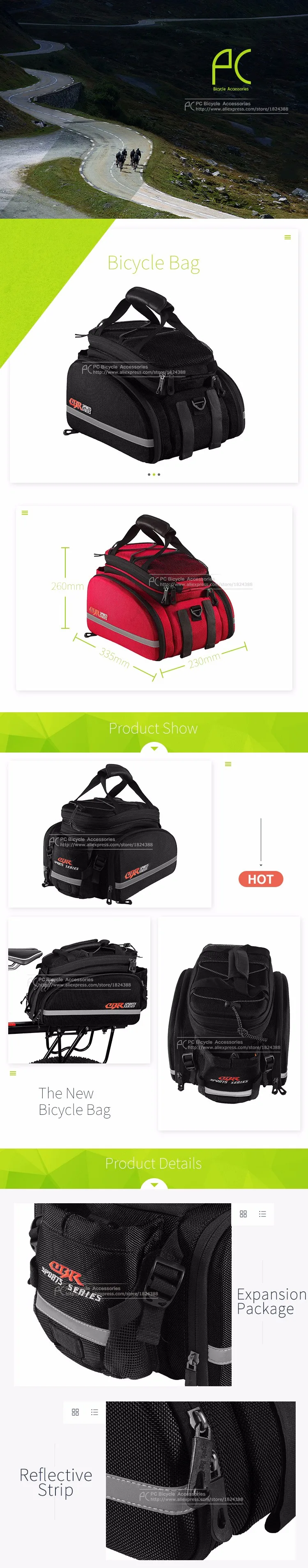 Top CBR Bicycle Bag Bike Rear Seat Trunk Waterproof Bag Handbag Rear Bike Panniers Mountain Bike Outdoor Cycling Travel Package 0