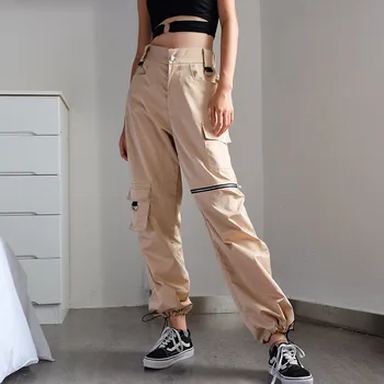 

2019 Fashion Woman Harem Pants Women Cargo Pants High Waist Pockets Pants Loose Joggers Streetwear Hip Hop Women's Trousers WP73